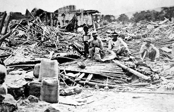 Terremoto de Cúcuta. Mayo 18 de 1875. Todo cayo, la obra de muchos años destruida en un minuto. Fuente: Cámara de Comercio de Cúcuta.