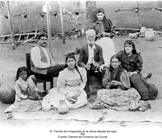 Familia de inmigrantes en la ultima década del siglo XIX. Fuente: Cámara de Comercio de Cúcuta.