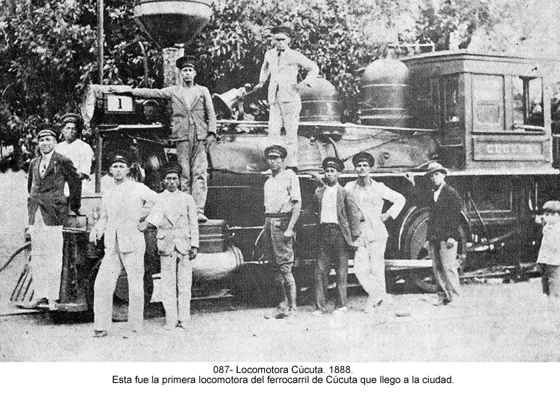 Locomotora Cúcuta. 1888. Esta fue la primera locomotora del ferrocarril de Cúcuta que llego a la ciudad.