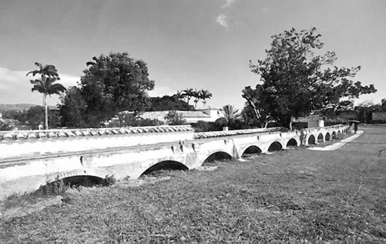 Antiguo acueducto de Villa Rosario al lado de la Quinta del General Santander. Foto Década del 80.