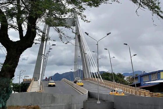 Puente atirantado sobre la avenida