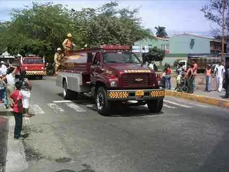 Carro de bomberos en el desfile