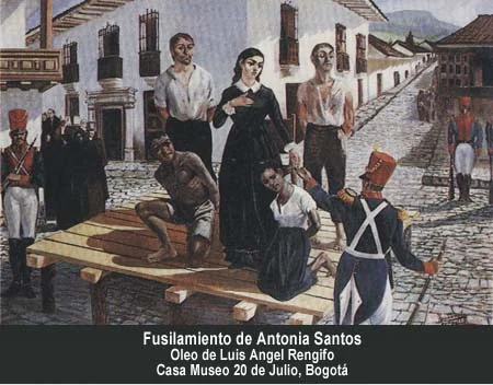 Fusilamiento de Antonia Santos. Óleo de Luis Ángel Rengifo. Casa Museo 20 de Julio, Bogotá.