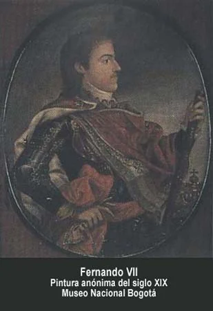 Fernando VII. Pintura anónima del siglo XIX. Museo Nacional, Bogotá.