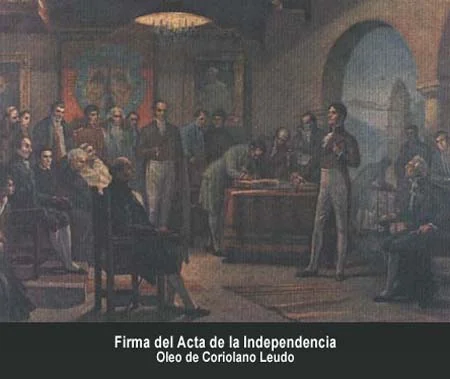 Firma del Acta de la Independencia. Óleo de Coriolano Leudo.